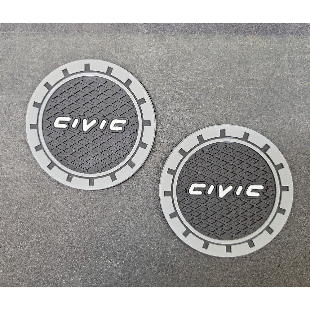 Honda Civic Logo Auto CupHolder Mats 2 Pack 2.75" New